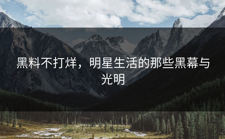 黑料不打烊,明星生活的那些黑幕与光明 黑料不打烊,明星生活的那些黑幕与光明